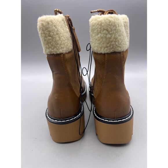 Violet & Red Alexa Womens Brown Suede Shearling Side Zip Combat Boots Size 8.5 M - Picture 5 of 9